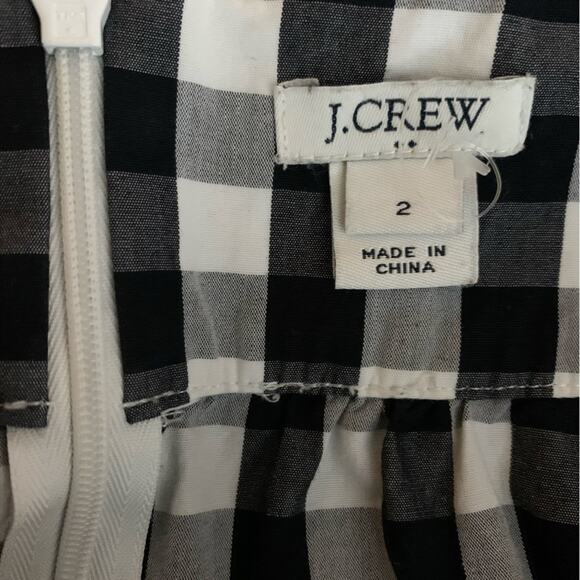 J Crew Skirt Size 2 Gingham Black and White Tiered Peasant Ruffle Waist Tie - Picture 3 of 3